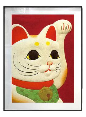 招财猫餐厅装饰画现代简约客厅玄关走廊趣味挂画饭厅餐桌吉祥壁画