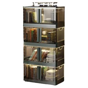 海兴书籍酒柜免安装折叠收纳柜双开门家用轻奢玩具储物柜多层整理