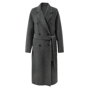 【绵羊毛】三彩2026春季新款双面呢大衣长款双排扣毛呢外套S