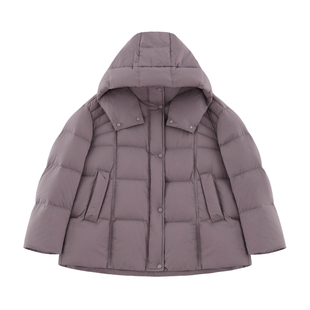 【南蔷】亲肤轻盈泡芙感防泼水连帽保暖白鸭绒廓形羽绒服0-A2106