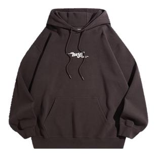 太平鸟男装 连帽美式复古卫衣秋季撞色刺绣宽松连帽上衣