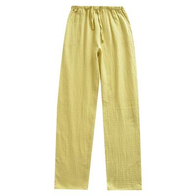 日系春秋季缩脚长裤全棉棉纱睡裤