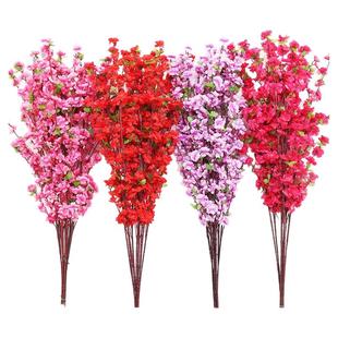 仿真桃花枝假花单支干花樱花客厅摆件树枝腊梅花绢花假树造景装饰