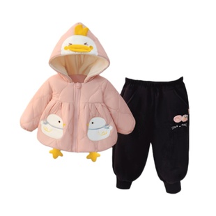 宝宝冬装2025新款女童超好看炸街两件套儿童冬季加绒加厚棉服套装