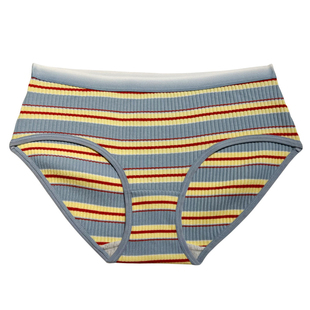 条纹纯棉内裤女士大码2025新款甜美女生中腰少女全棉裆5A抑菌短裤