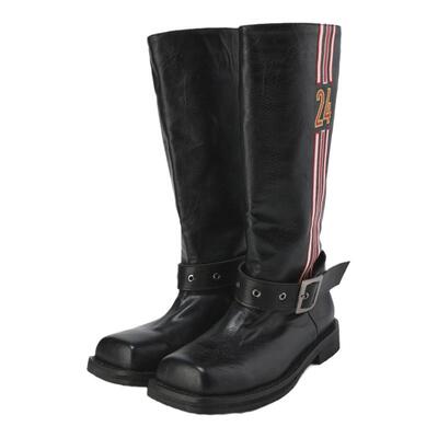 24ans 2019年一直坚持做轻朋克｜方头logo刺绣休闲高筒靴子