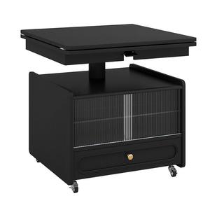 臻品阁移动茶几可升降折叠客厅复古沙发边几多功能实木阳台小推车