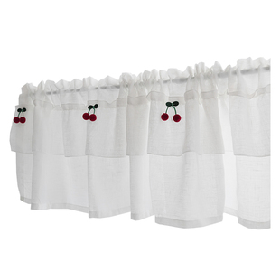 美式乡村纱帘白色窗帘半帘短款门帘短帘厨房遮挡帘柜门洗手台小帘