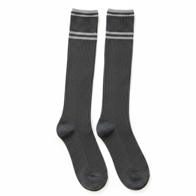格雷系灰色条纹小腿袜女秋冬