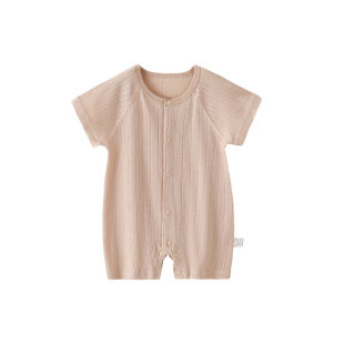 夏季婴儿莫代尔短袖连体衣新生儿薄款哈衣宝宝空调服爬爬服