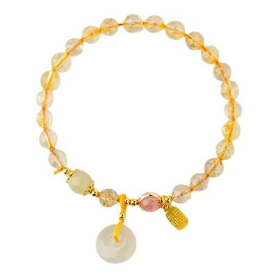 普陀山金发晶手串平安扣吊坠男女款手链官方旗舰店