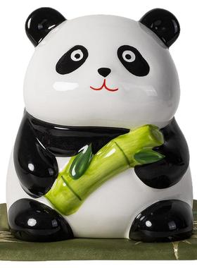 晨翔熊猫陶瓷装饰摆件网红储蓄罐精美文创客厅桌面饰品个性存钱罐