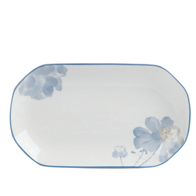 家用12英寸鱼盘2只装 新款陶瓷大号鱼盘长方形盘子蒸鱼专用盘子