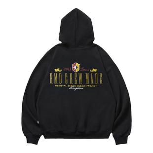 Remedy 秋冬国潮刺绣抓绒帽衫外套潮牌美式街头情侣连帽卫衣男女