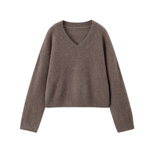 桐乡合盈 2025秋冬新款羊绒牦牛绒混纺V领毛衣针织衫女士设计感