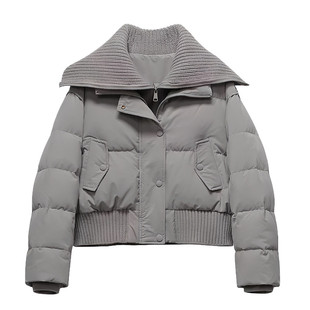 韩国高级感娃娃领短款羽绒服女2025年冬季新款小个子白鸭绒外套潮