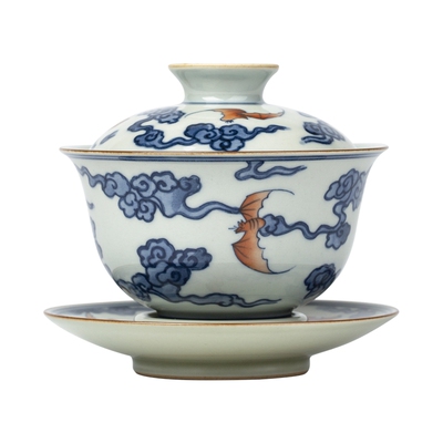 三勤堂纯手工手绘三才盖碗