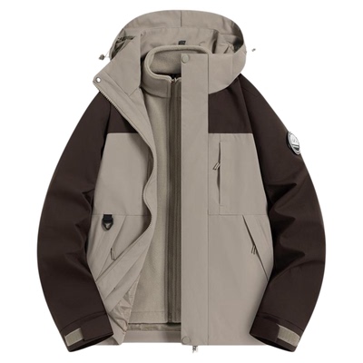 稻草人冲锋衣男士2025新款春秋冬三合一防风防水登山服外套男士