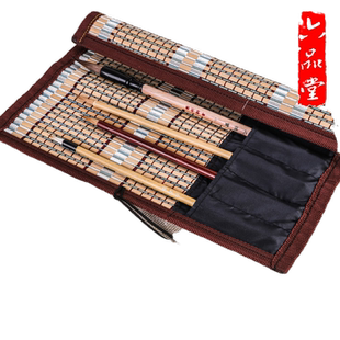 六品堂毛笔笔帘便携书法毛笔卷竹笔帘学生笔袋毛笔袋卷毛笔的帘子收纳卷帘收纳盒小学生子竹制袋子卷笔帘专用