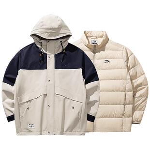 安踏羽绒服内胆三合一外套男防泼水运动夹克上衣两件套 152548614