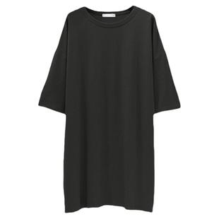 韩版夏季加大码女装胖mm200斤宽松纯色短袖T恤纯棉中长款显瘦半袖