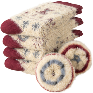 儿童袜子冬季加绒加厚保暖水貂绒中筒袜男童女童暖绒宝宝冬地板袜