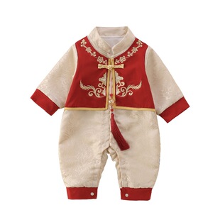 宝宝周岁礼服满月百天男婴儿抓周宴衣服26春季小少爷唐装国风春装