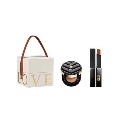 YSL/圣罗兰 限量礼盒 粉皮革气垫+小黑条#302/307口红套盒