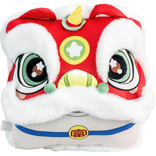 马年吉祥物中国风喜庆醒狮马抱枕毯子两用办公室午睡枕毯子三合一