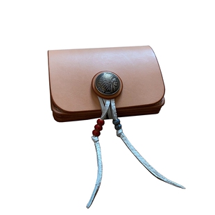 优革佳品手工复刻RM红月小鲸鱼短财布枥木鞍革钱包植鞣革真皮卡包