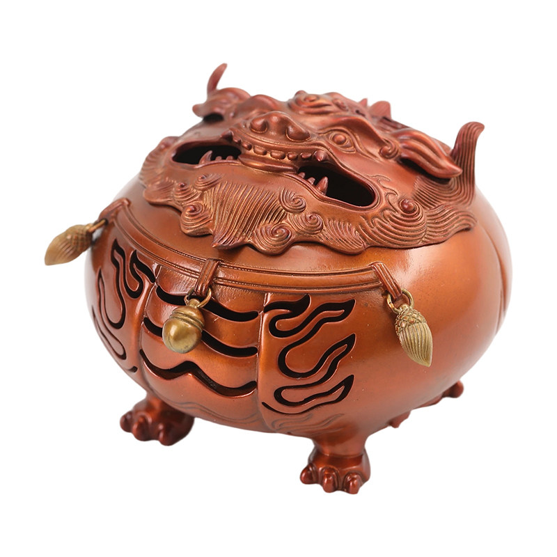 纯紫铜兽面狻猊炉瑞兽造型香薰炉