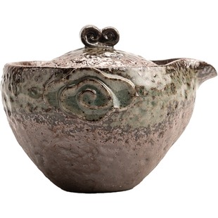 陶迷清水柴烧手抓壶一壶两杯套装窑变陶瓷茶壶中式复古功夫茶具