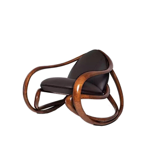 意式单人沙发摇椅网红创意阳台躺椅高端客厅设计师胡桃木休闲摇椅