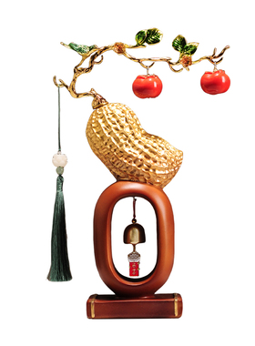 好事花生柿子如意新中式摆件酒柜玄关电视柜高档乔迁新居开业礼物