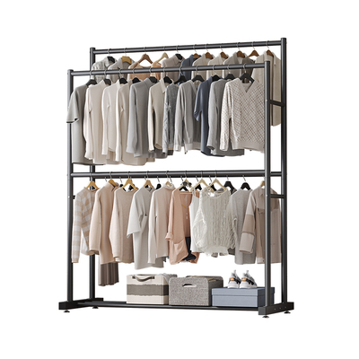 楠叶双层挂衣可移动碳钢衣帽架