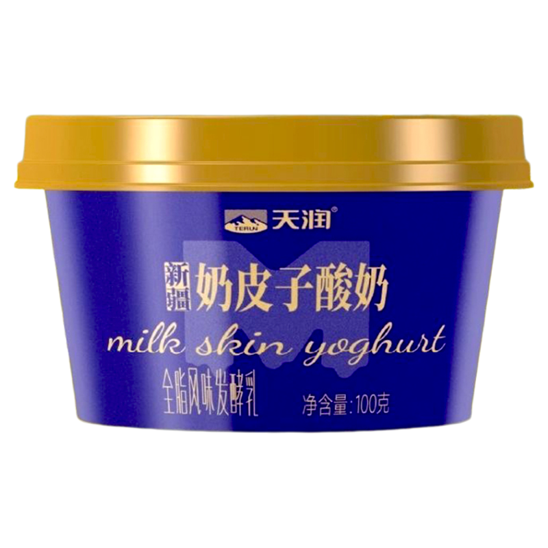 新疆天润奶皮子酸奶100g*6杯低温酸奶全脂风味发酵乳营养酸奶