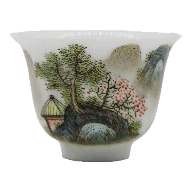 粉彩山水杯景德镇手绘陶瓷小号