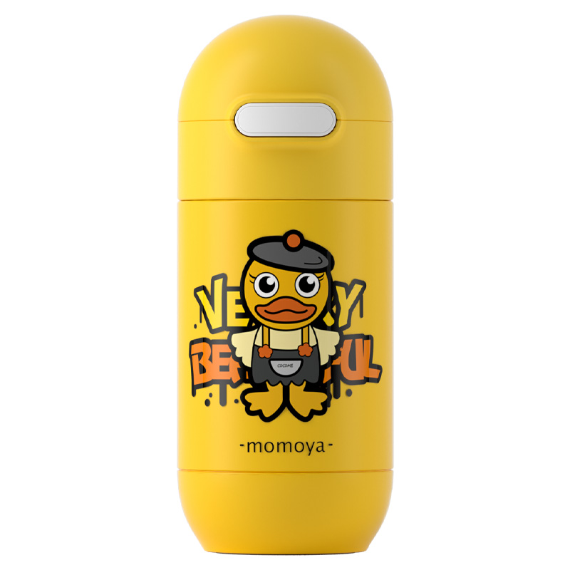 可可萌儿童保温杯带吸管女孩男童学生胶囊杯高颜值水杯316不锈钢