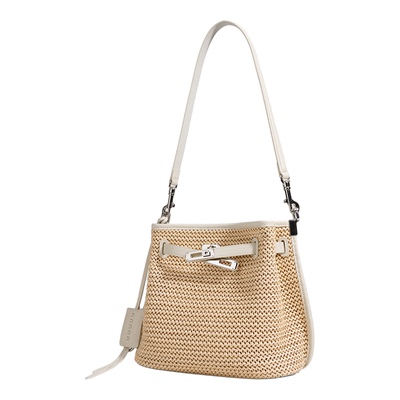 马克华菲草编菜篮子女包通勤手提