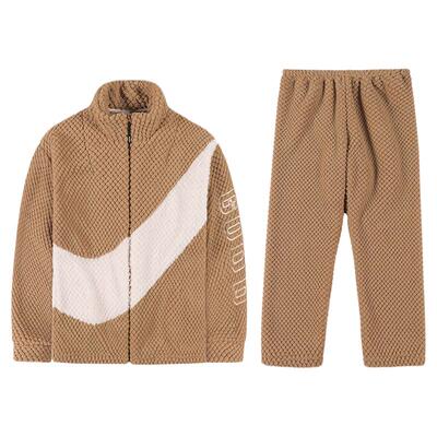 法兰绒家居服加绒加厚新款男士