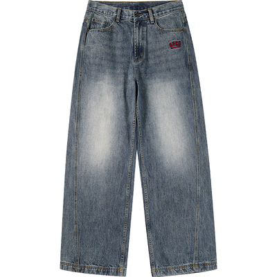 ecko红犀牛水洗做旧水波纹牛仔裤