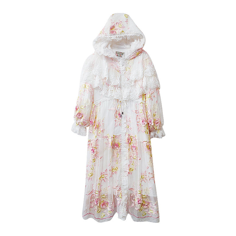 桑蚕丝棉服女时尚年轻款高级轻奢刺绣宽松收腰洋气质白色保暖棉衣