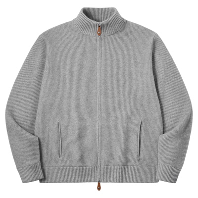 PSO Brand 男装女装羊毛羊绒混纺立领毛衣开衫外套宽松拉链针织衫