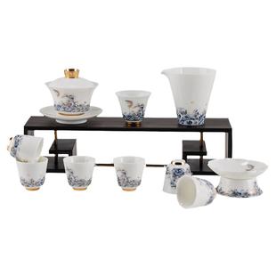 汉唐羊脂玉功夫茶具套装家用白瓷盖碗茶杯组高端陶瓷礼品装