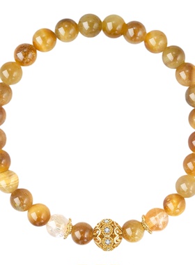 阿吉豆木变石手链黄水晶同款手串