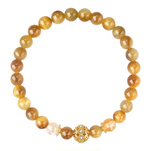 AJIDOU阿吉豆木变石手链女款新中式国风转运珠饰品黄水晶同款手串