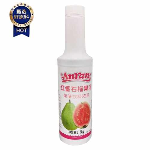 安然果酱安然芭乐红心果溶1.3kg浓缩果汁果味浓浆奶茶店12瓶优惠