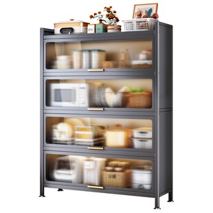 厨房收纳柜家用落地多层置物架多功能微波炉防尘储物餐边柜碗橱柜