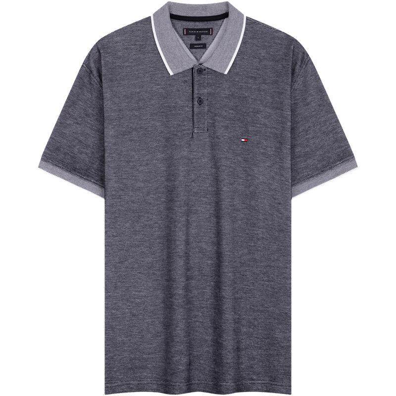 Tommy男装撞色翻领纯棉短袖POLO