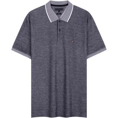 Tommy男装撞色翻领纯棉短袖POLO